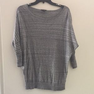 Express grey striped 3/4 sleeve sweater